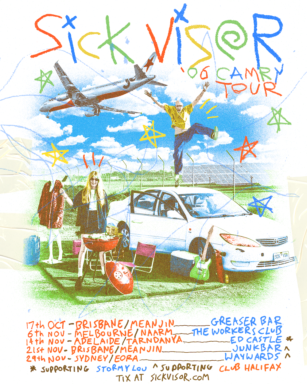 Sick Visor '06 Camry Tour poster listing capital city tour dates, venues, and ticket details across Australia for October and November